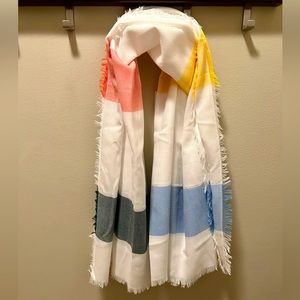 White Colorblock Blanket Scarf